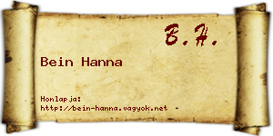 Bein Hanna névjegykártya